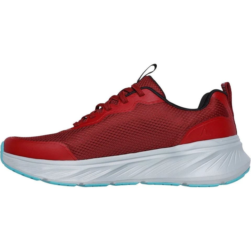 Skechers Edgeride Rekze Mens Relaxed Fit Bungee Elasticated Lace Lightweight Machine Washable Trainers Burgundy
