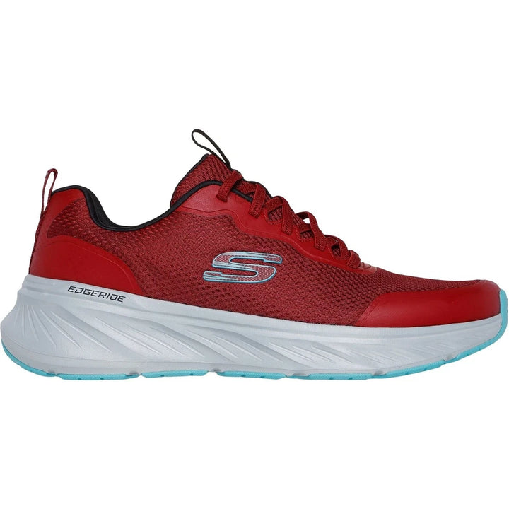 Skechers Edgeride Rekze Mens Relaxed Fit Bungee Elasticated Lace Lightweight Machine Washable Trainers Burgundy