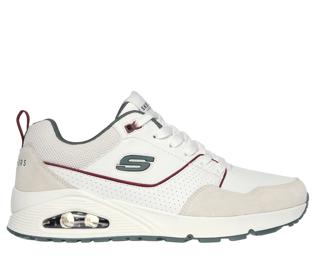 Skechers Street Uno Retro One Mens Lace Up Jogger Trainers With Air Cooled Memory Foam White Combination