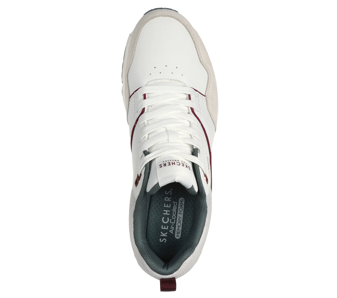 Skechers Street Uno Retro One Mens Lace Up Jogger Trainers With Air Cooled Memory Foam White Combination