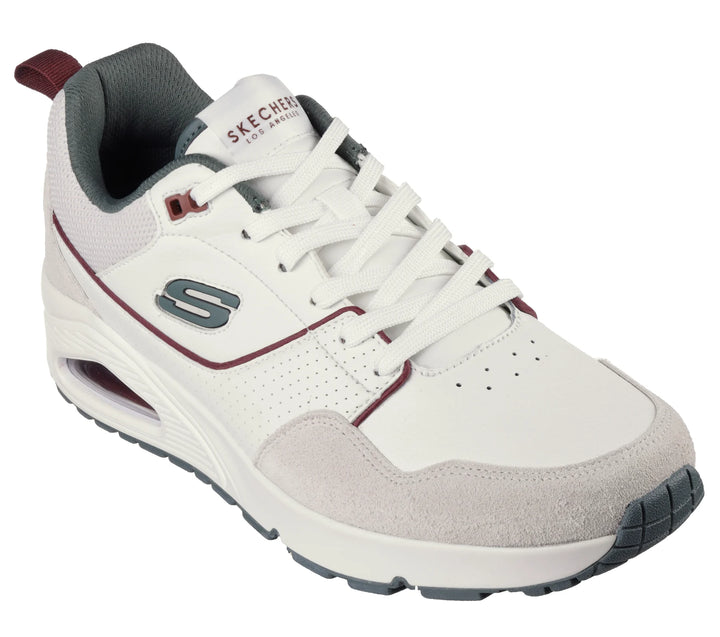 Skechers Street Uno Retro One Mens Lace Up Jogger Trainers With Air Cooled Memory Foam White Combination