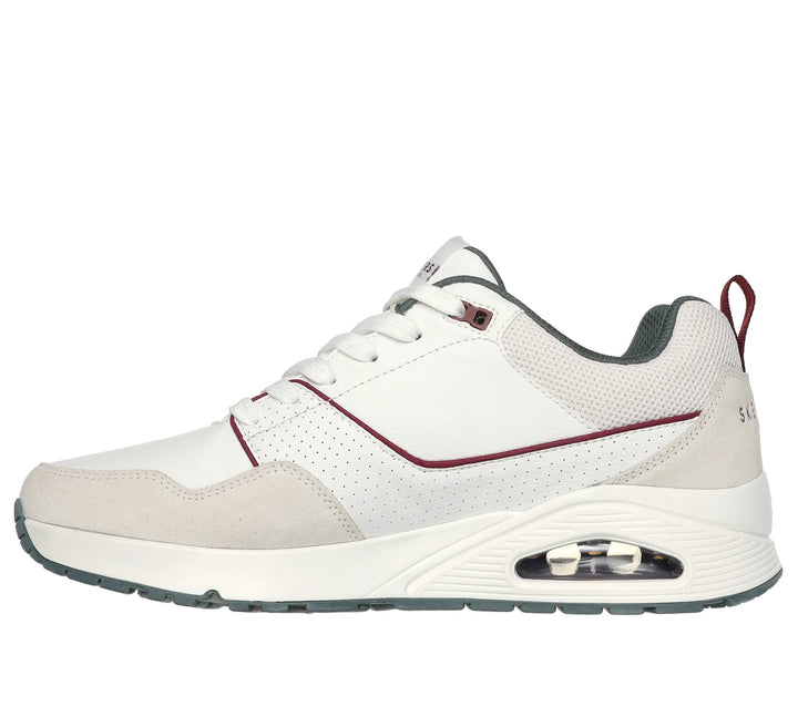 Skechers Street Uno Retro One Mens Lace Up Jogger Trainers With Air Cooled Memory Foam White Combination