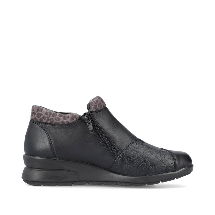 Rieker Antistress L4881 Ladies Water Resistant Leather Twin Zip Warm Lined Ankle Boots Black