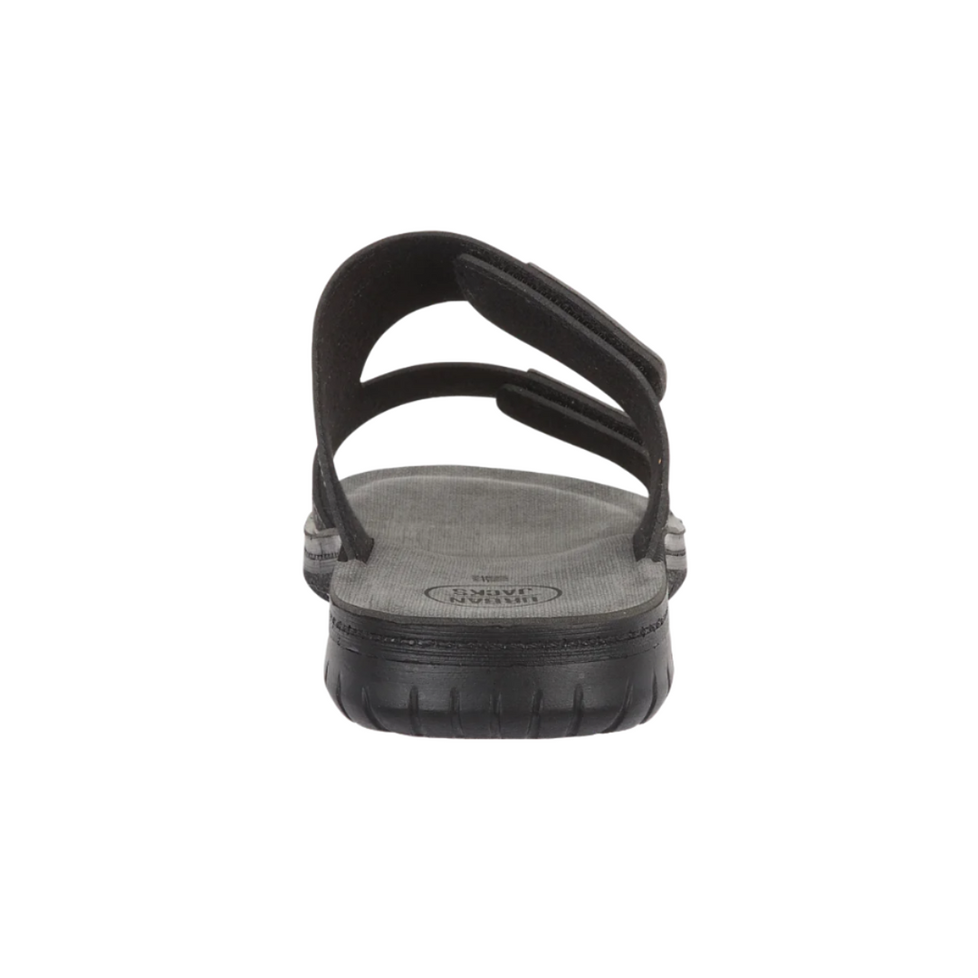 Urban Jacks Rockie Men's Black Lightweight Touch Fasten Double Strap Summer Mule Sandals