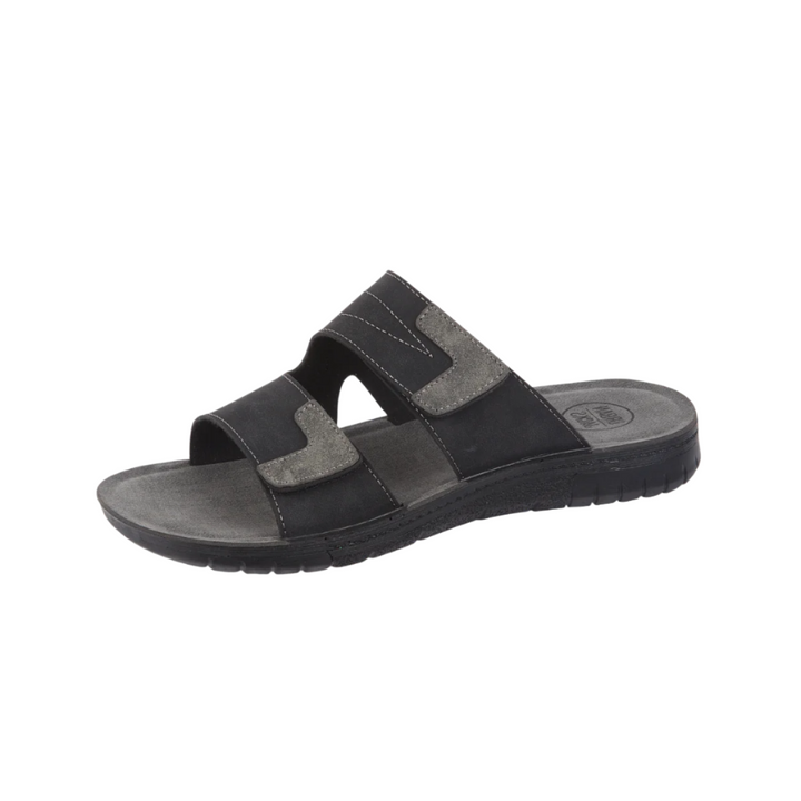 Urban Jacks Rockie Men's Black Lightweight Touch Fasten Double Strap Summer Mule Sandals