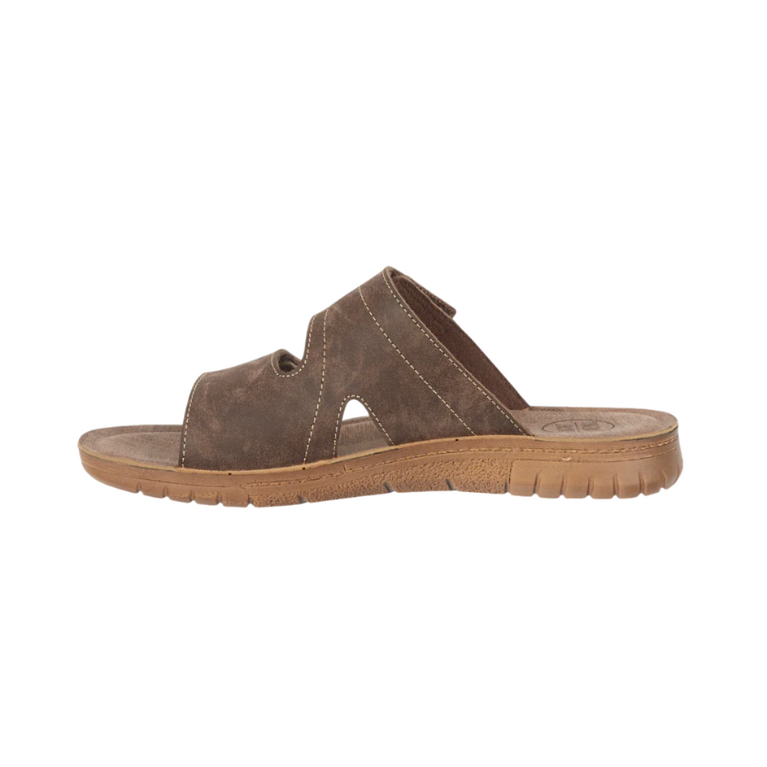 Urban Jacks Rockie Men's Brown Lightweight Touch Fasten Double Strap Summer Mule Sandals