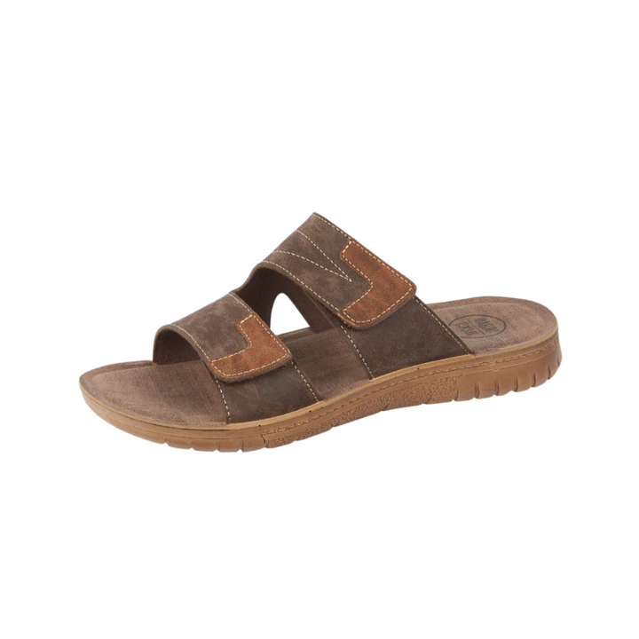 Urban Jacks Rockie Men's Brown Lightweight Touch Fasten Double Strap Summer Mule Sandals