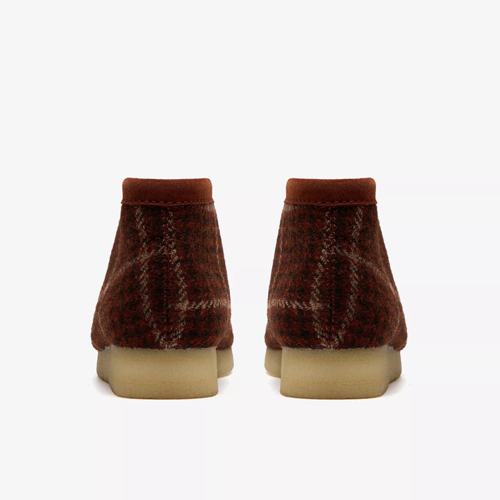 Clarks Originals Limited Edition Mens Brown Check Combination Harris Tweed Wallabee Lace Up Boots Crepe Soles Leather Fobs