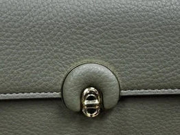 Ladies Cute Grab Handle Faux Leather Handbag With Detachable Strap Sage Green