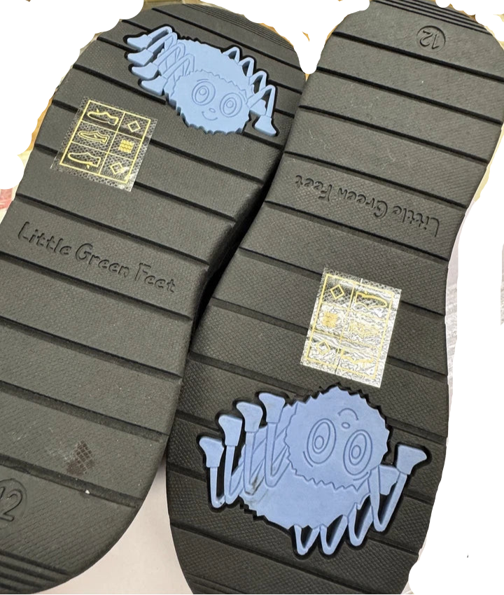 Little Green Feet Spider Boys Recycled Vegan Black Double Touch Fasten Recycled Vegan School Shoes