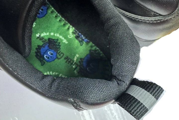Little Green Feet Spider Boys Recycled Vegan Black Double Touch Fasten Recycled Vegan School Shoes