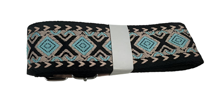 Replacement Fabric Adjustable Bag Strap Black/Pink/Blue Combination