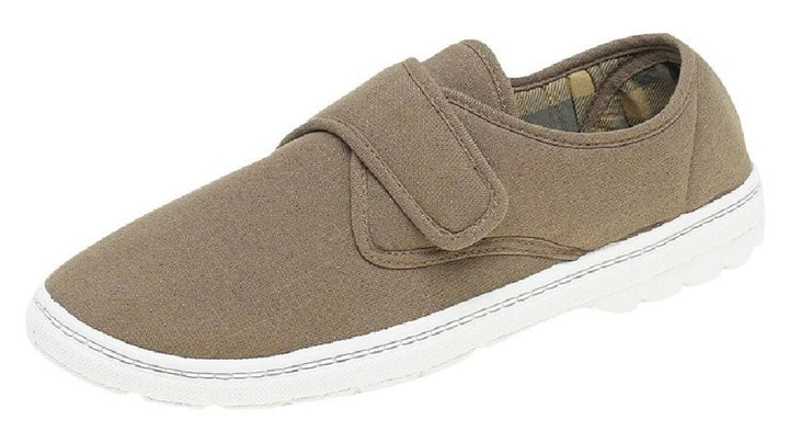 Scimitar M251 Mens Taupe Canvas Single Touch Fasten Lightweight Casual Shoes