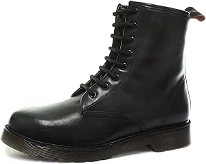 Tredflex TF4403 Mens Black Leather Military Style 8 Eyelet Lace Up Boots With Memory Foam Air Pocket Soles