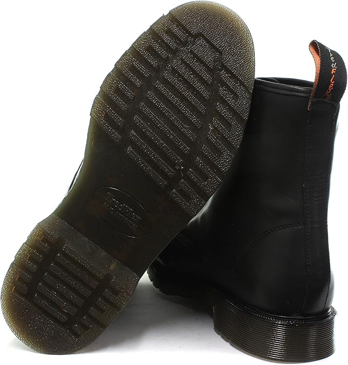 Tredflex TF4403 Mens Black Leather Military Style 8 Eyelet Lace Up Boots With Memory Foam Air Pocket Soles