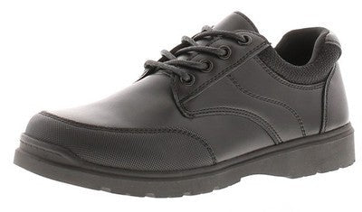 Rockstorm Theo Boys Scuff Resistant Wipe Clean Black Faux Leather Lace Up School Shoes