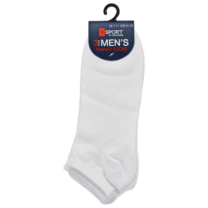 Tom Franks Sport Mens 3 Pair Pack White Trainer Socks
