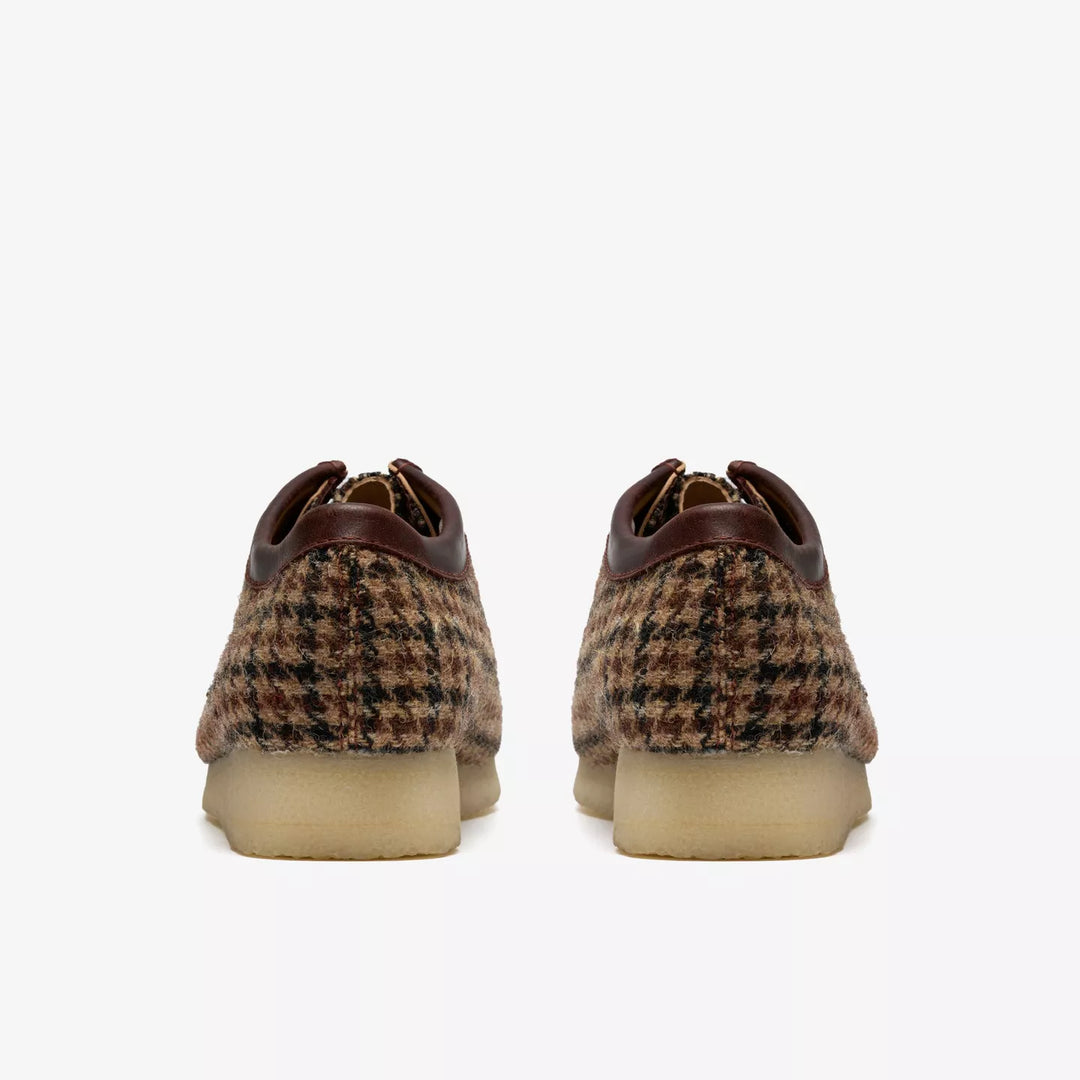 Clarks Originals Limited Edition Mens Brown Check Combination Harris Tweed Wallabee Lace Up Crepe Soles Leather Fobs
