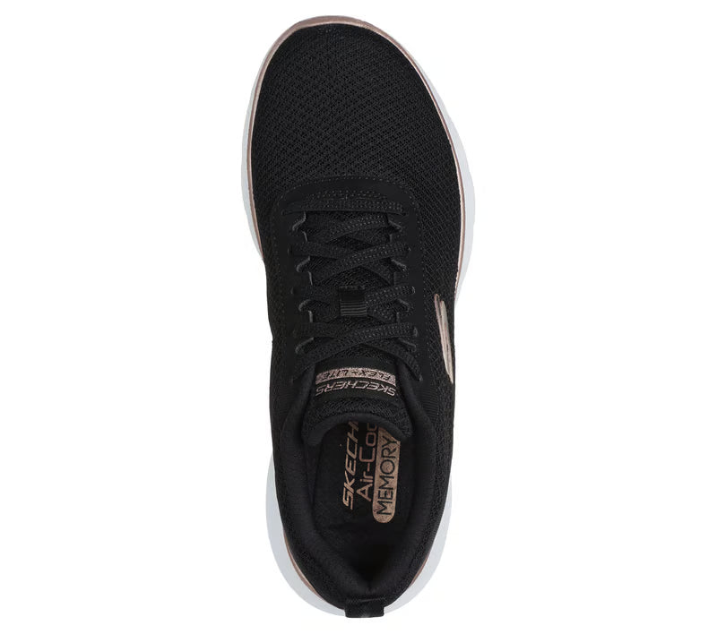 Skechers Flex Appeal 5.0 UPTAKE Womens Mesh VEGAN Trainers Black/Rose Gold