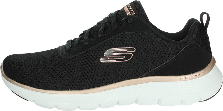 Skechers Flex Appeal 5.0 UPTAKE Womens Mesh VEGAN Trainers Black/Rose Gold