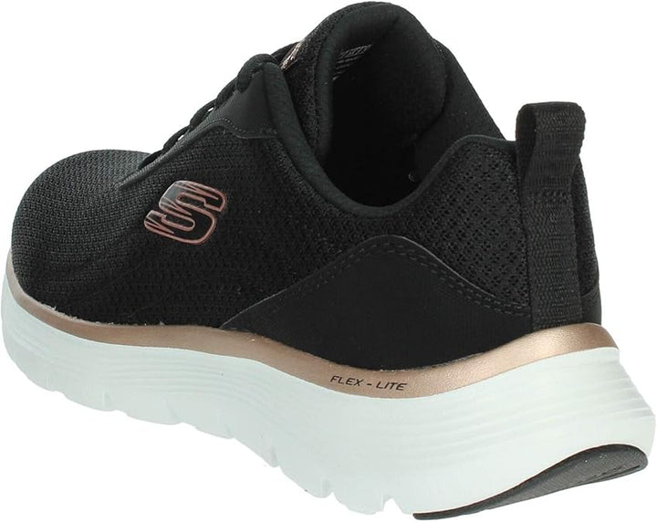 Skechers Flex Appeal 5.0 UPTAKE Womens Mesh VEGAN Trainers Black/Rose Gold