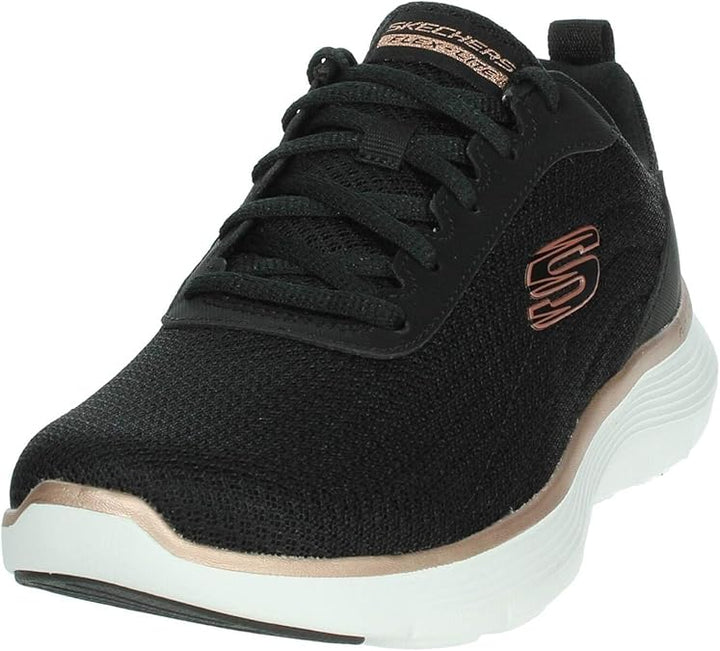 Skechers Flex Appeal 5.0 UPTAKE Womens Mesh VEGAN Trainers Black/Rose Gold