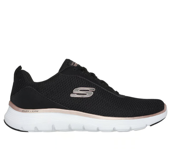 Skechers Flex Appeal 5.0 UPTAKE Womens Mesh VEGAN Trainers Black/Rose Gold