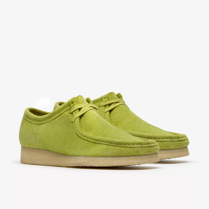 Clarks Originals Mens Lime Green Suede Wallabee Lace Up Shoes Crepe Soles