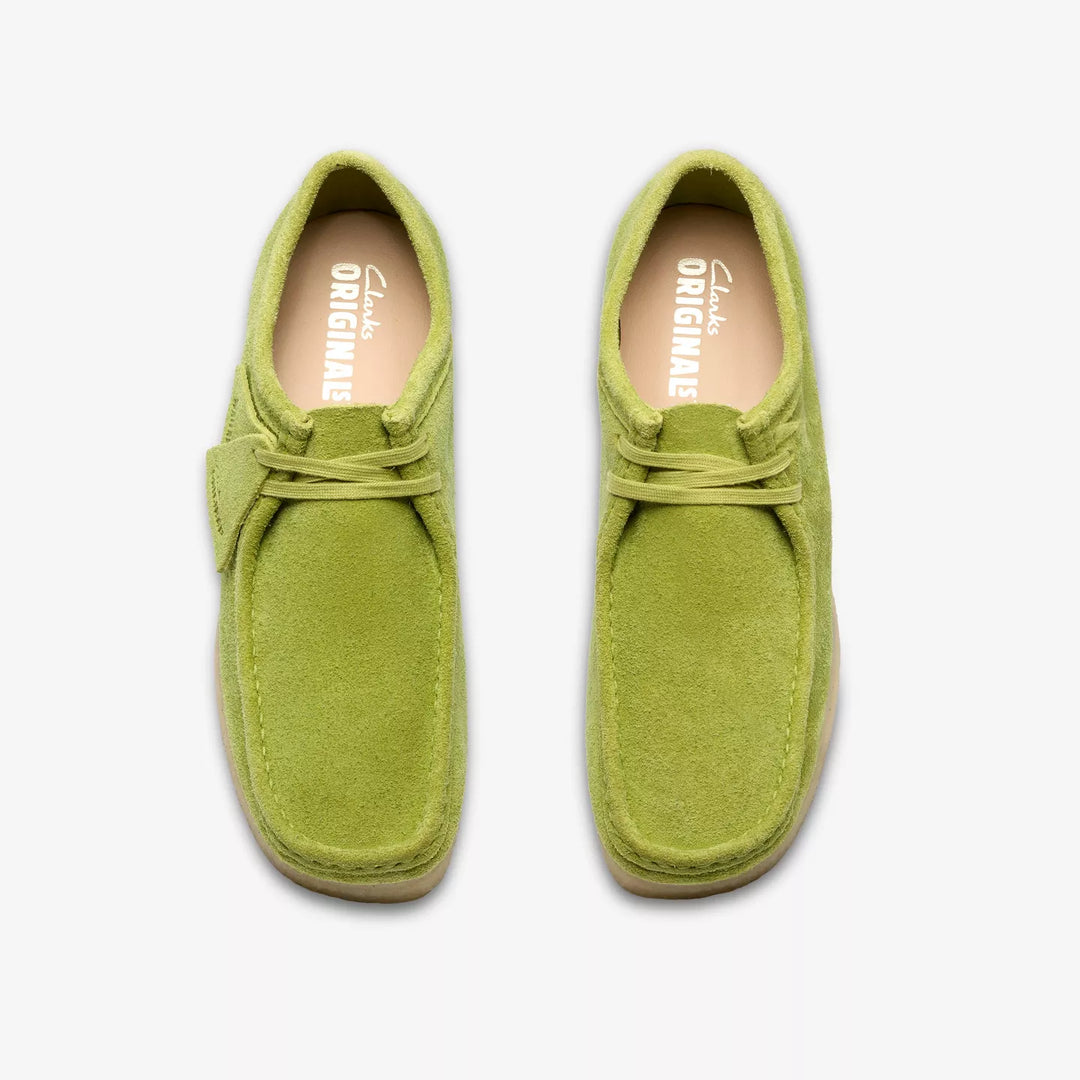 Clarks Originals Mens Lime Green Suede Wallabee Lace Up Shoes Crepe Soles