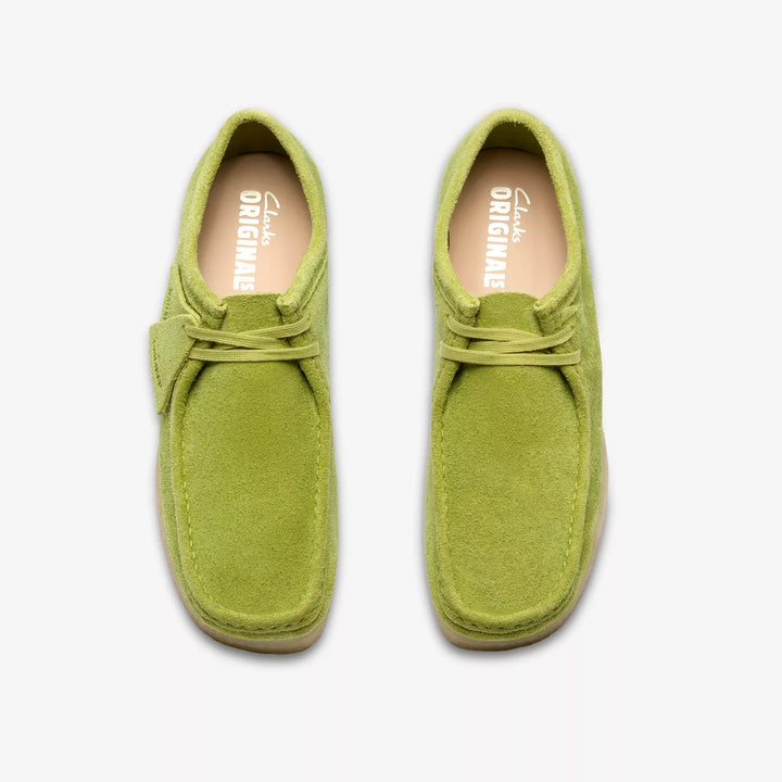 Clarks Originals Mens Lime Green Suede Wallabee Lace Up Shoes Crepe Soles