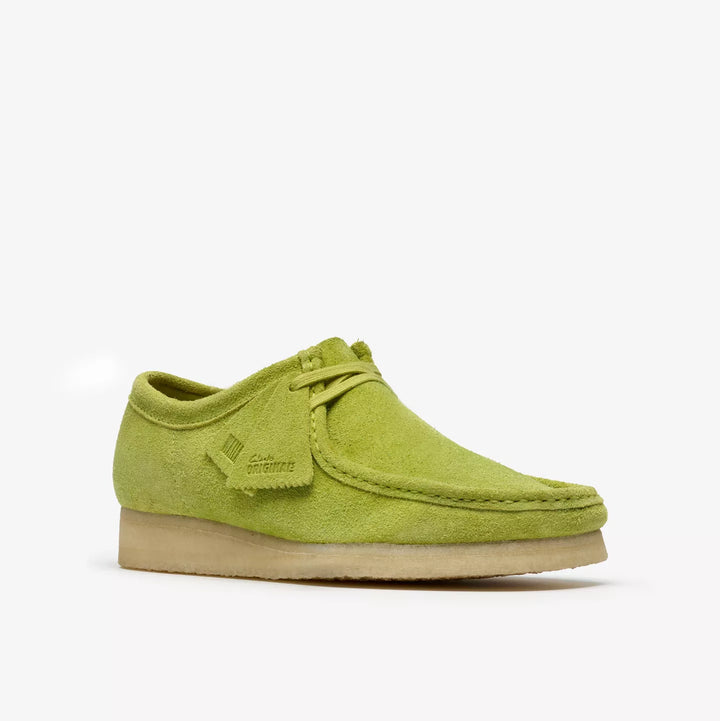 Clarks Originals Mens Lime Green Suede Wallabee Lace Up Shoes Crepe Soles