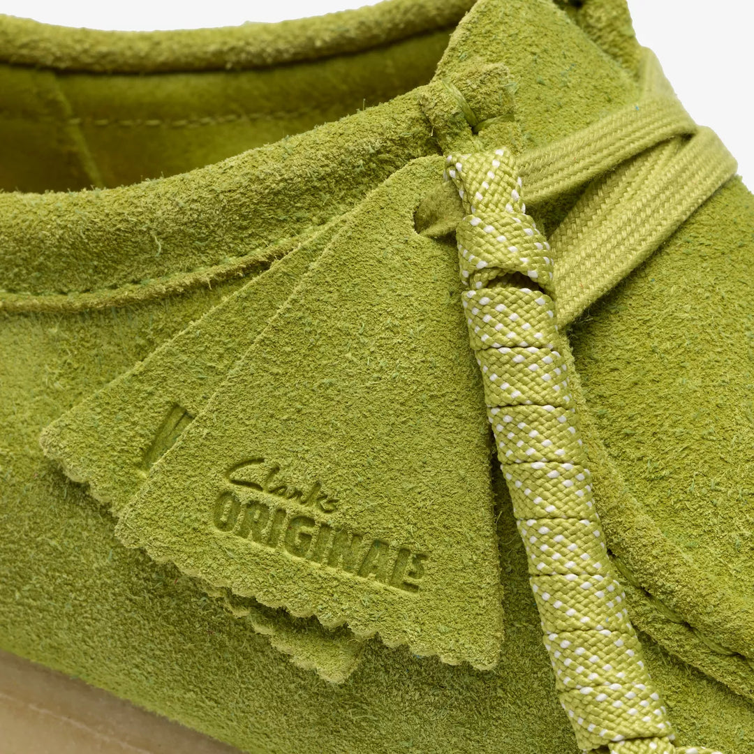 Clarks Originals Mens Lime Green Suede Wallabee Lace Up Shoes Crepe Soles