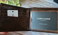 Long & Son Mens Brown Leather Wallets With Interlace Design Card Holder Coins Notes Zip & Clip Fasten
