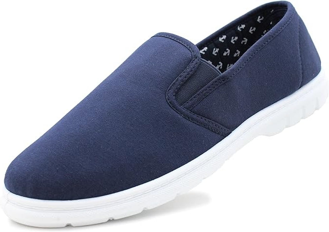 Dr Keller Yacht Mens Navy Canvas Elasticated Slip On Lightweight Casual Shoes