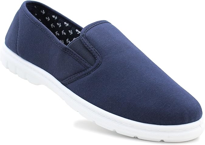 Dr Keller Yacht Mens Navy Canvas Elasticated Slip On Lightweight Casual Shoes