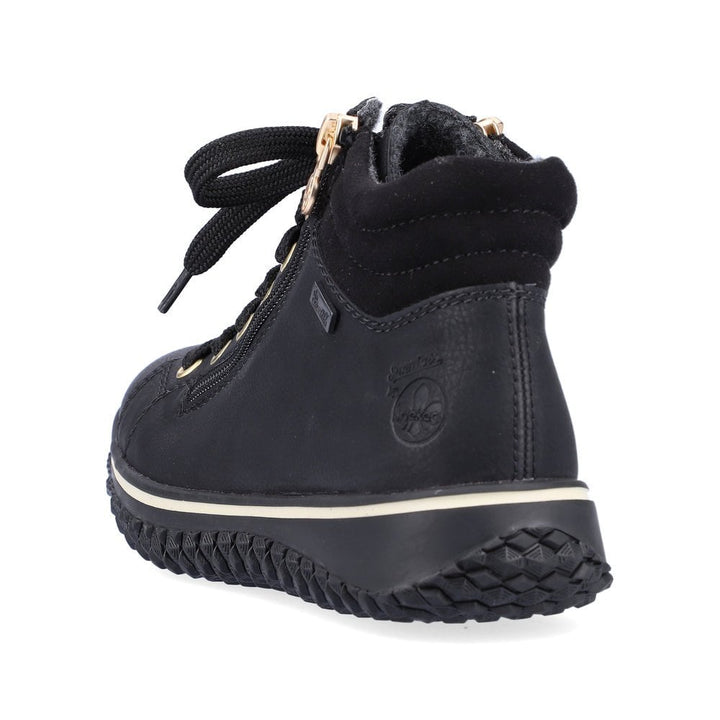 RIEKER TEX Z4263 LADIES WATER RESISTANT FLEECE LINED DOUBLE ZIP/LACE UP BOOTS BLACK