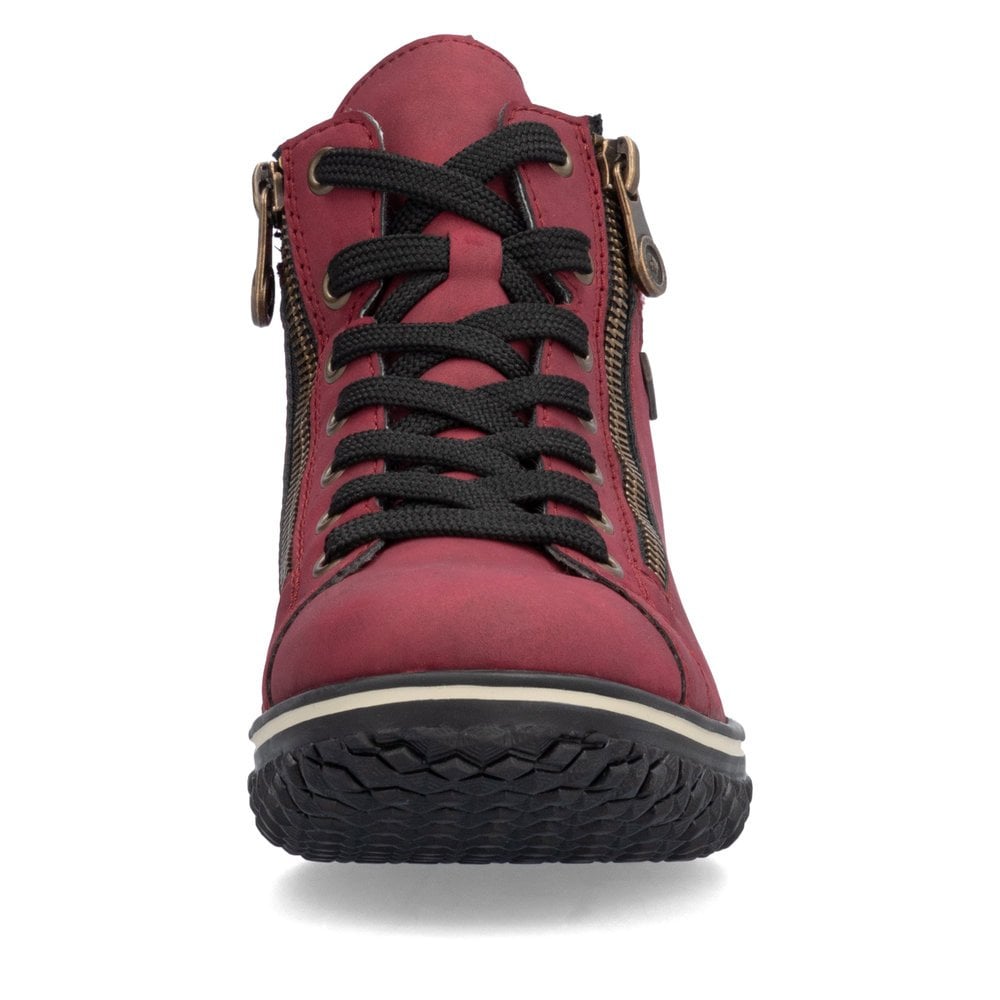 Rieker Tex Z4263 Ladies Water Resistant Fleece Lined Double Zip/Lace Up Boots Red