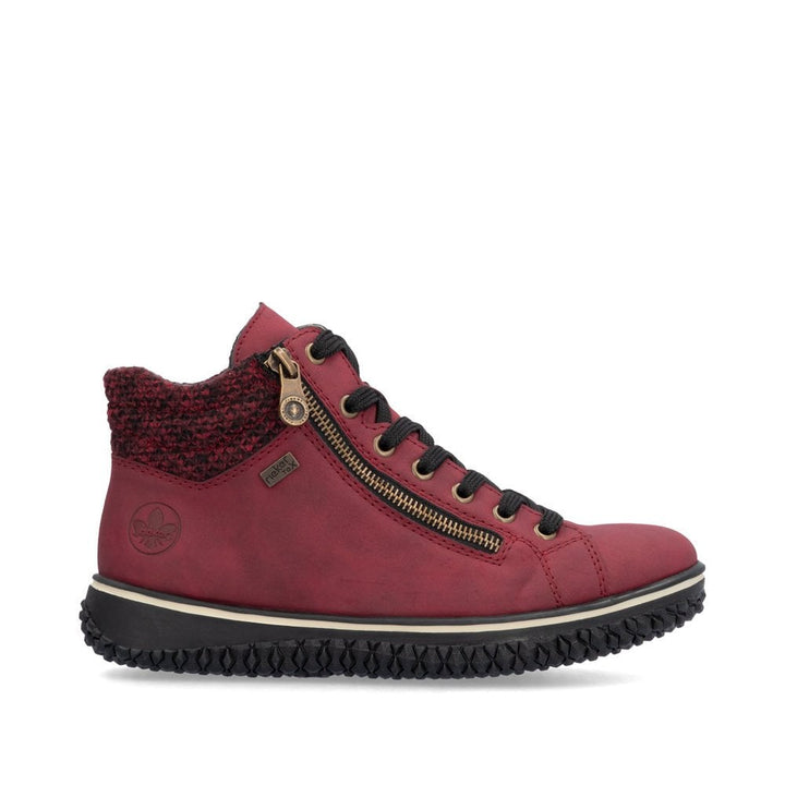 Rieker Tex Z4263 Ladies Water Resistant Fleece Lined Double Zip/Lace Up Boots Red