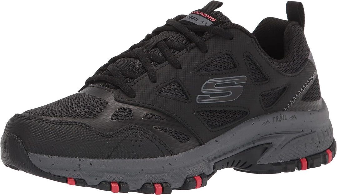 Skechers Mens Wide Fit Hillcrest Black/Charcoal Cushioned Insole Hiking Trainers