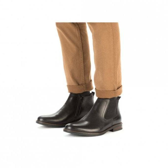 Rieker 10374 Mens Black Leather Zip Up Chelsea Boots