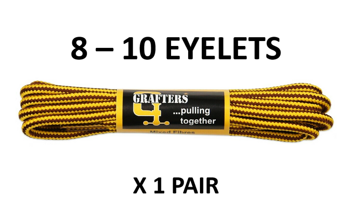 1 Pair of 140cm Yellow Brown Quality Strong Shoe Laces For 8 - 10 Eyelets Boots