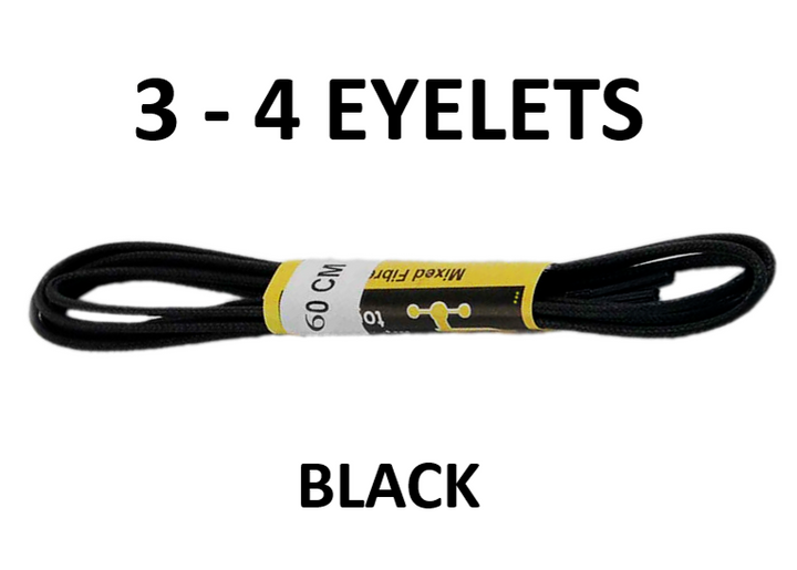 Grafters Black 60cm Thin Round Smart Dress Formal Shoe Laces For 3 - 4 Eyelets