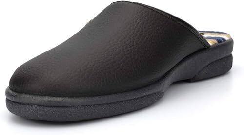 Sleepers Dwight  Mens Black Slip On Tartan Insole Wedge Heel Mule Slippers