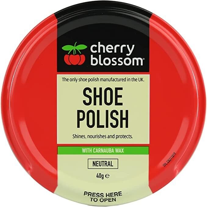 Cherry Blossom Premium Neutral Shoe Polish Shines Nourishes Protects 40g