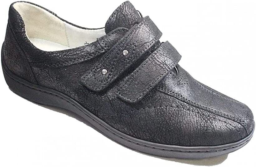 Waldlaufer Henni WIDE FIT Black Nubuck Leather Casual Double Strap Shoe Size 4.5