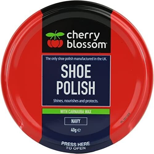 Cherry Blossom Premium Navy Shoe Polish Shines Nourishes Protects 40g