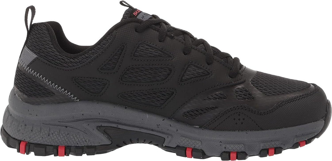 Skechers Mens Wide Fit Hillcrest Black/Charcoal Cushioned Insole Hiking Trainers