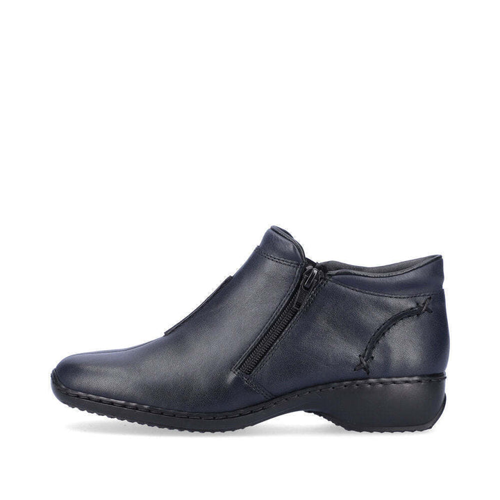 Rieker L3882 Antistress Ladies Lightweight Navy Leather Twin Zip Ankle Boots