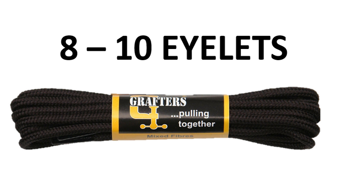 Grafters 140cm Black 1 Pair Strong Round Shoe Laces For 8 - 10 Eyelets Boots