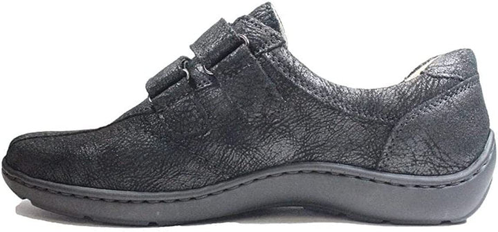 Waldlaufer Henni WIDE FIT Black Nubuck Leather Casual Double Strap Shoe Size 4.5